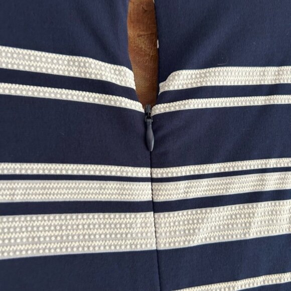 Ellen Weaver Elegant Navy and White Striped Jumpsuit M - Picture 13 of 16